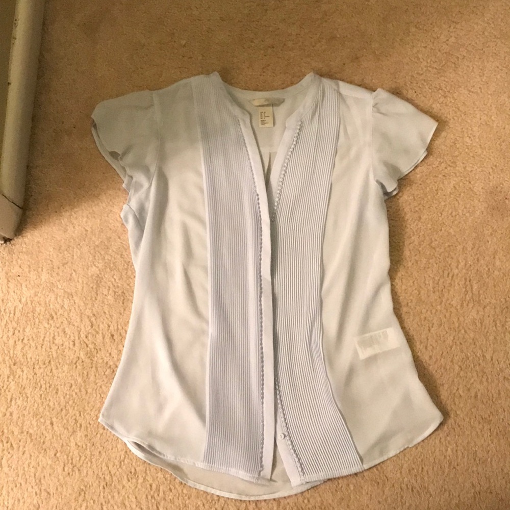 H&M Baby blue blouse with ruffle sleeves - Size 8